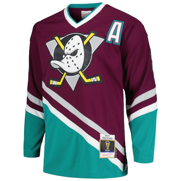 Teemu Selanne Anaheim Ducks  1996/97 Alternate Captain Patch Blue Line Player Jersey - Purple