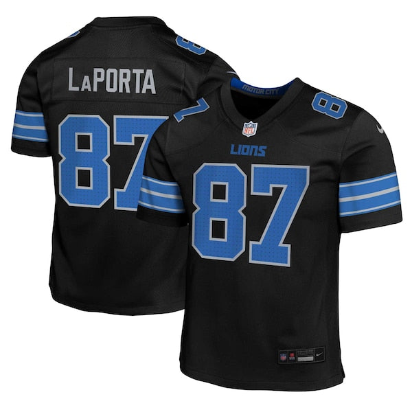 Sam LaPorta Detroit Lions Nike Youth Alternate Player Game Jersey - Black