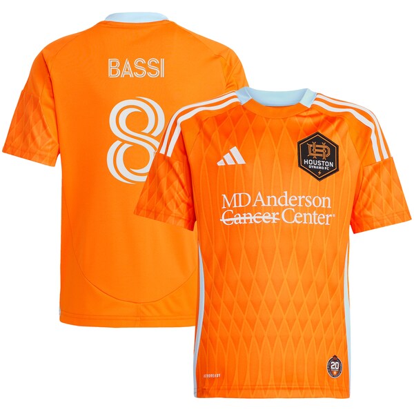 Amine Bassi Houston Dynamo FC adidas Youth 2025 Season 20 Replica Player Jersey - Orange