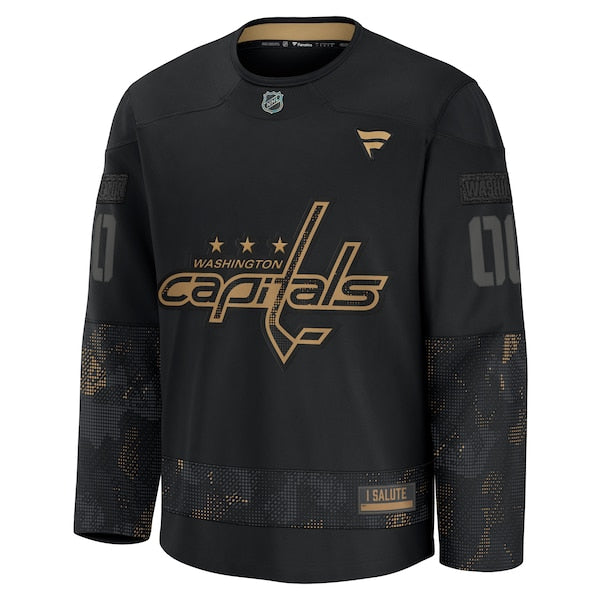 Washington Capitals  2024 Military Appreciation Personalized Long Sleeve Practice Jersey - Black