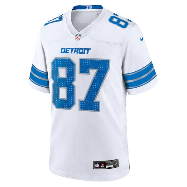 Sam LaPorta Detroit Lions Nike White Game Jersey -  White/Black/Blue