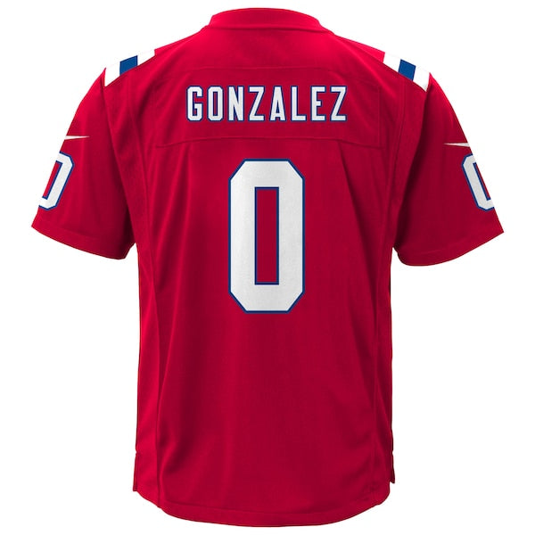 Christian Gonzalez New England Patriots Nike Youth Alternate Game Jersey - Red/Navy