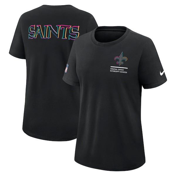 New Orleans Saints Nike Women's 2025 NFL Crucial Catch Tri-Blend Dri-FIT T-Shirt - Black