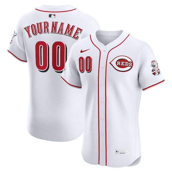 Cincinnati Reds Nike Home Elite Sponsor Patch Custom Jersey - White