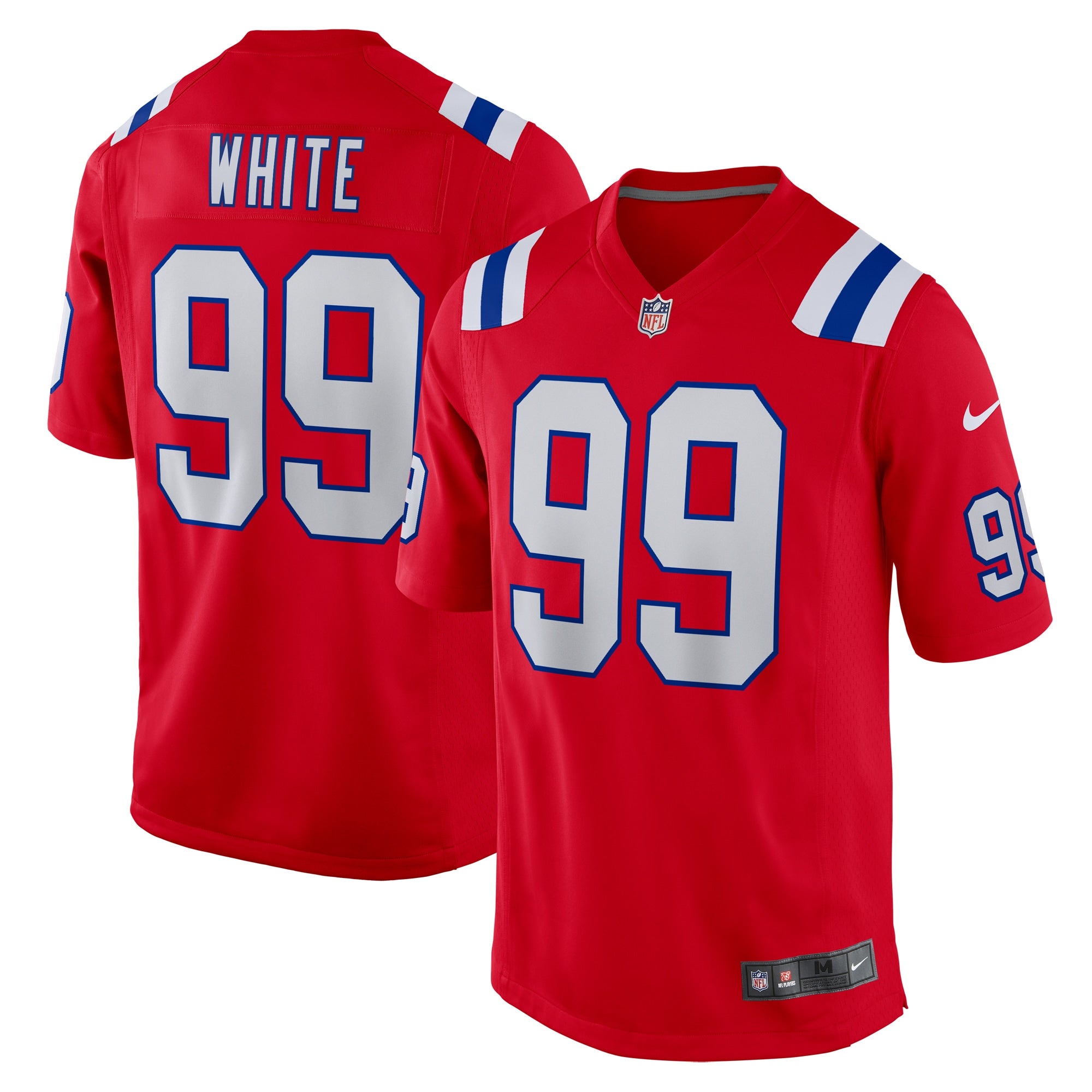 Keion White New England Patriots Nike Team Game Jersey -  Navy/Red/White