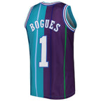 Muggsy Bogues Charlotte Hornets  Hardwood Classics 1992/93 Split Swingman Jersey - Teal/Purple