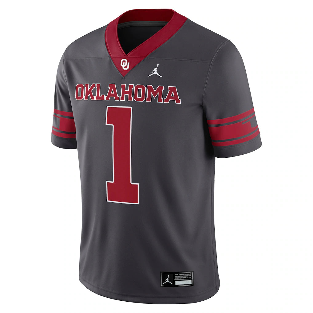 #1 Oklahoma Sooners Jordan Brand Alternate Game Jersey - Anthracite