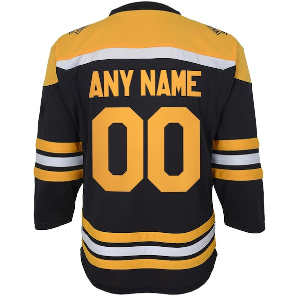 Boston Bruins Youth Home Replica Custom Jersey - Black