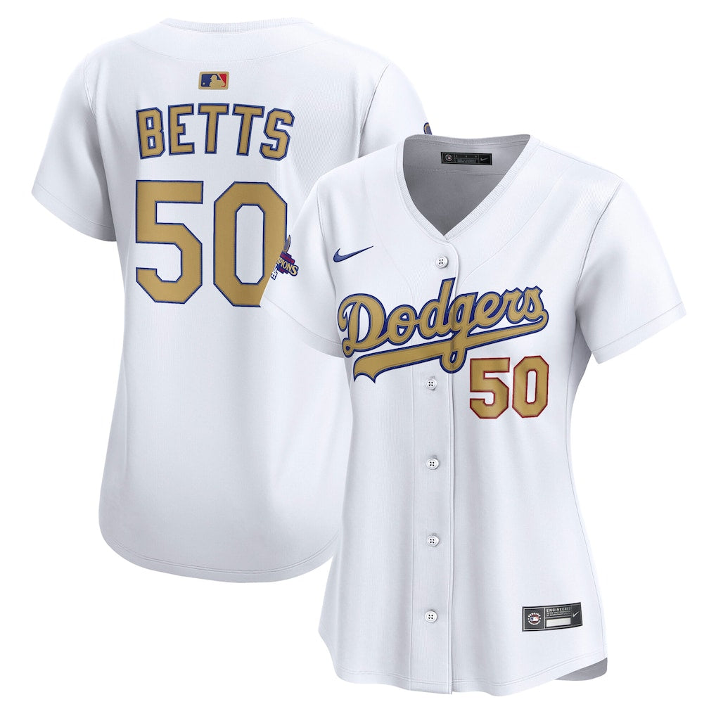 Mookie Betts Los Angeles Dodgers Nike Women's 2025 Gold Collection Limited Jersey - White