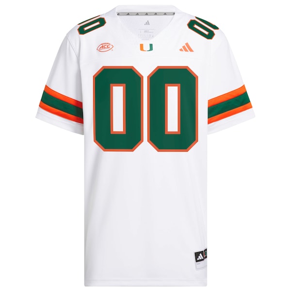 Miami Hurricanes adidas Custom White Premier Football Jersey - White/Green