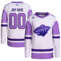Minnesota Wild adidas Hockey Fights Cancer Primegreen Authentic Custom Jersey - White/Purple