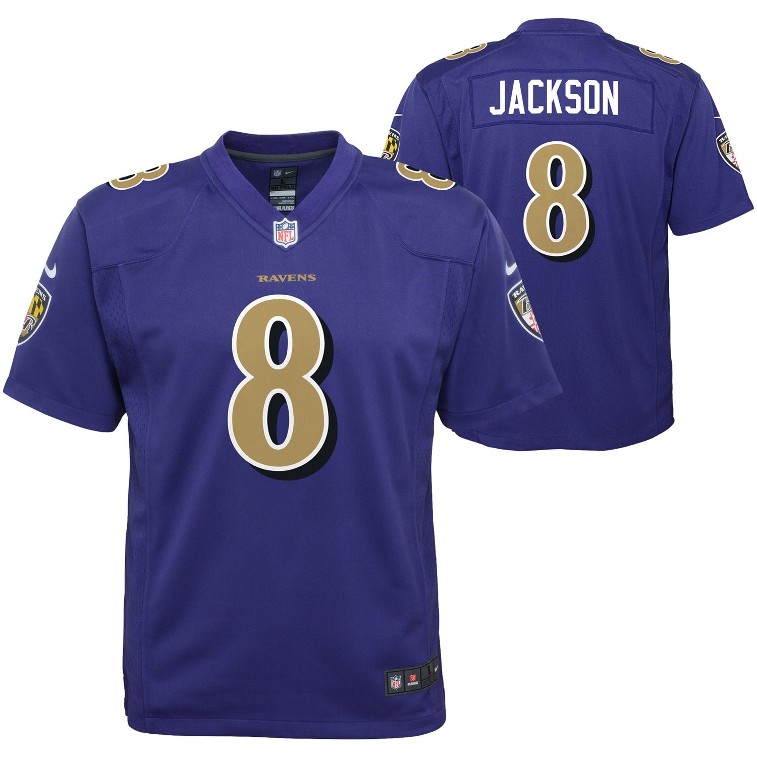 Lamar Jackson Baltimore Ravens Nike Youth Fashion Game Jersey - Black/Purple