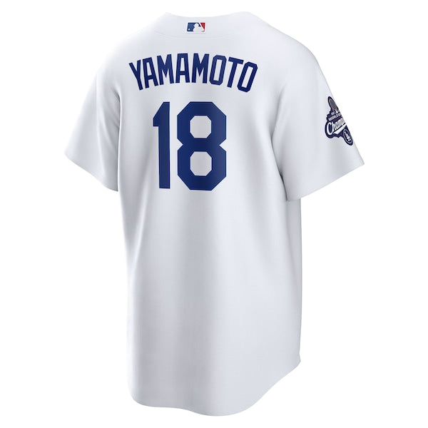 Yoshinobu Yamamoto Los Angeles Dodgers Nike 2025 World Series Champions Home Replica Jersey - White