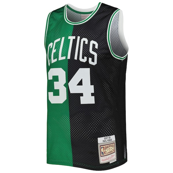 Paul Pierce Boston Celtics Hardwood Classics 2007/08 Split Swingman Jersey - Black/Kelly Green