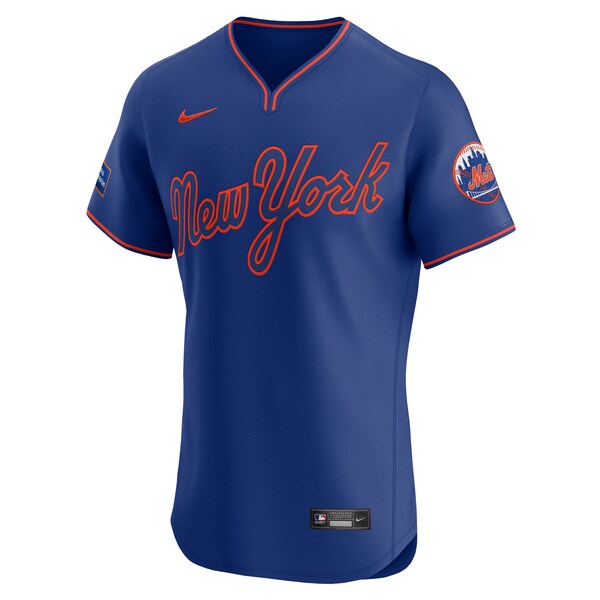New York Mets Nike Alternate  Sponsor Patch Elite Jersey - Royal