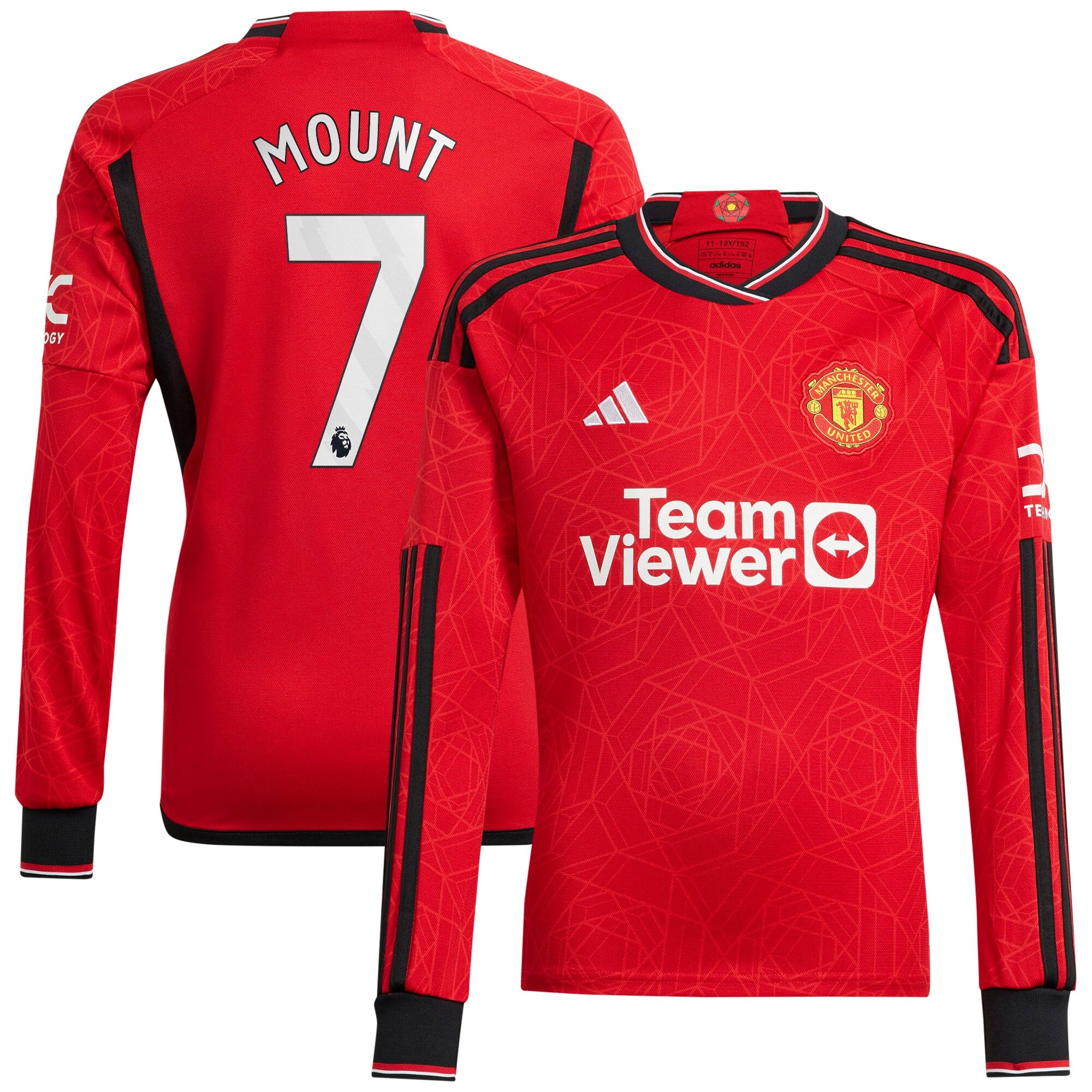 Mason Mount Manchester United adidas 2023/24 Away Long Sleeve Replica Player Jersey - Green/Red