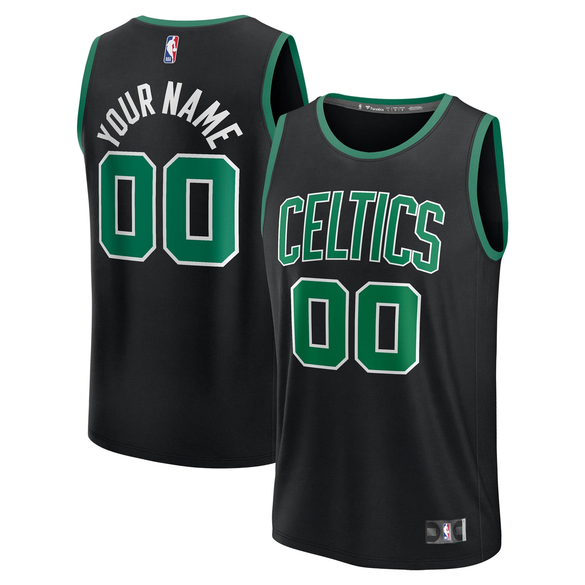 Boston Celtics  Fast Break Custom Jersey - Association Edition - White/Kelly Green/Black