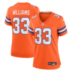 Javonte Williams Denver Broncos Nike Women's Mile High Collection 1977 Throwback Player Game Jersey - Orange