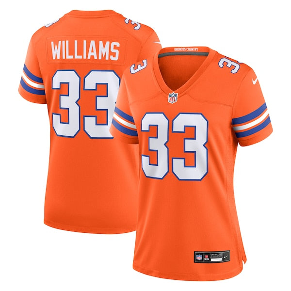 Javonte Williams Denver Broncos Nike Women's Mile High Collection 1977 Throwback Player Game Jersey - Orange