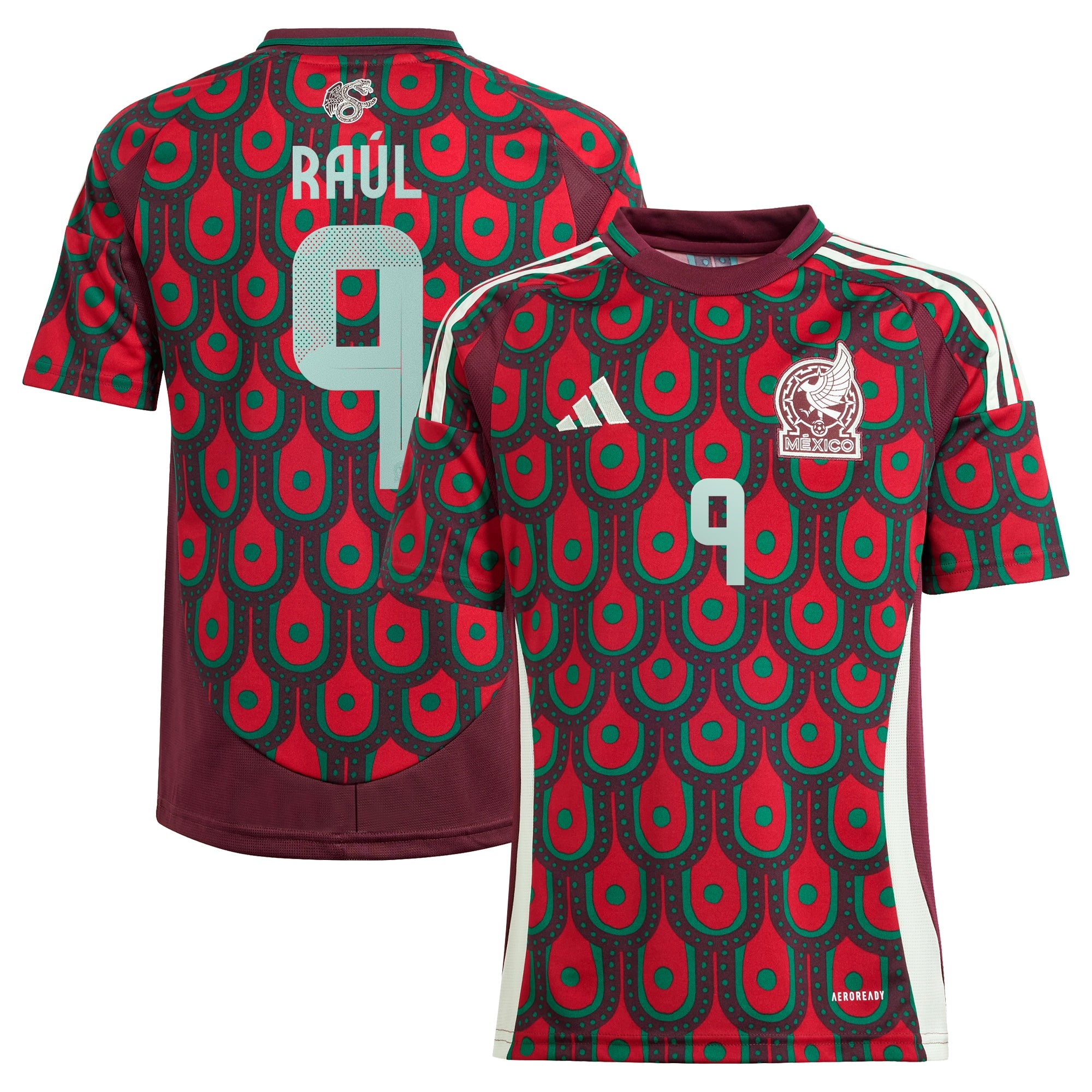 Raul Jimenez Mexico National Team adidas Youth 2024 Away Replica Player Jersey - Green/Burgundy