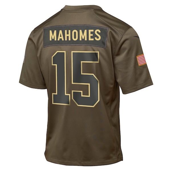 Patrick Mahomes Kansas City Chiefs Nike Youth 2025 Salute to Service Game Jersey - Olive