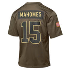 Patrick Mahomes Kansas City Chiefs Nike Youth 2025 Salute to Service Game Jersey - Olive