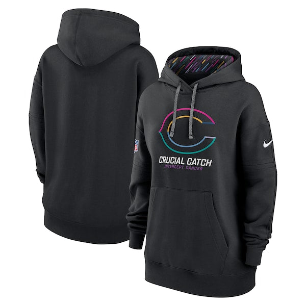 Chicago Bears Nike Women's 2024 NFL Crucial Catch Club Pullover Hoodie - Black