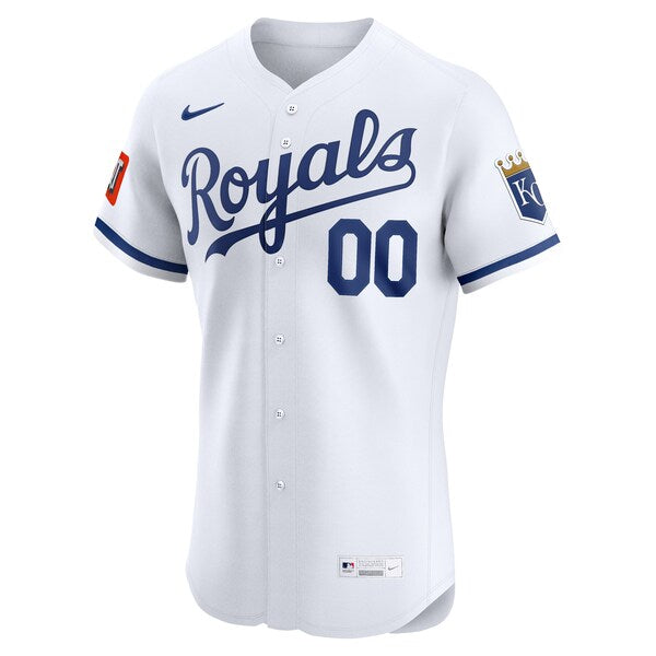 Kansas City Royals Nike Home Elite Sponsor Patch Custom Jersey - White