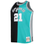 Tim Duncan San Antonio Spurs Big & Tall Hardwood Classics 1998/99 Split Swingman Jersey - Black/Teal