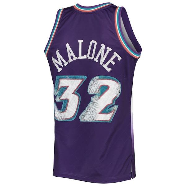 Karl Malone Utah Jazz 1996/97 Hardwood Classics NBA 75th Anniversary Diamond Swingman Jersey - Purple