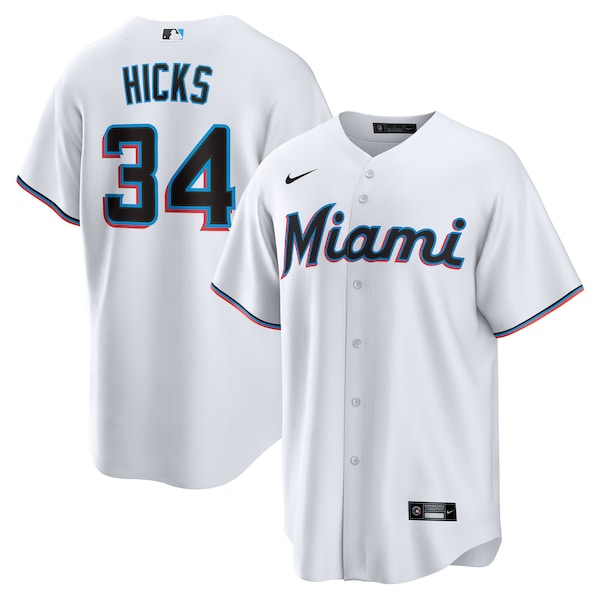 Liam Hicks Miami Marlins Nike Home Replica Jersey - White