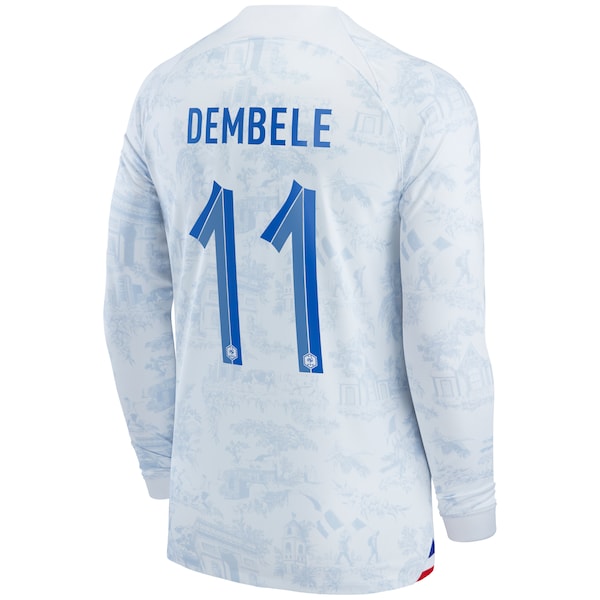 Ousmane Dembele France National Team Nike 2022/23 Away Breathe Stadium Replica Long Sleeve Jersey - White