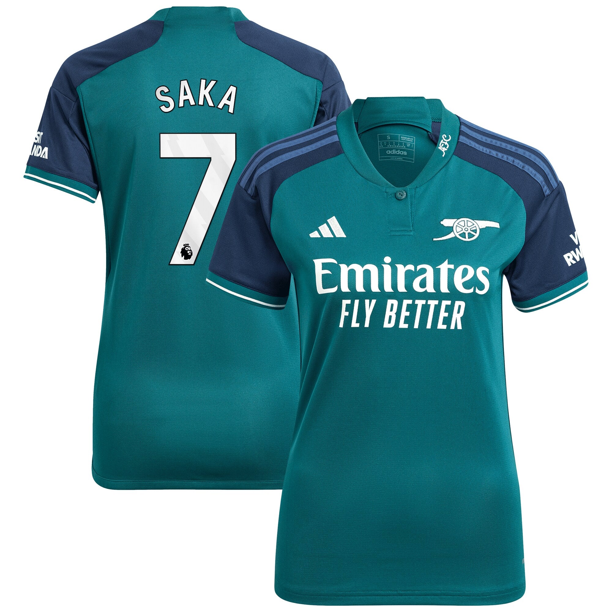 Bukayo Saka Arsenal adidas Women's 2023/24 Home Replica Player Jersey - Red/Green/Yellow