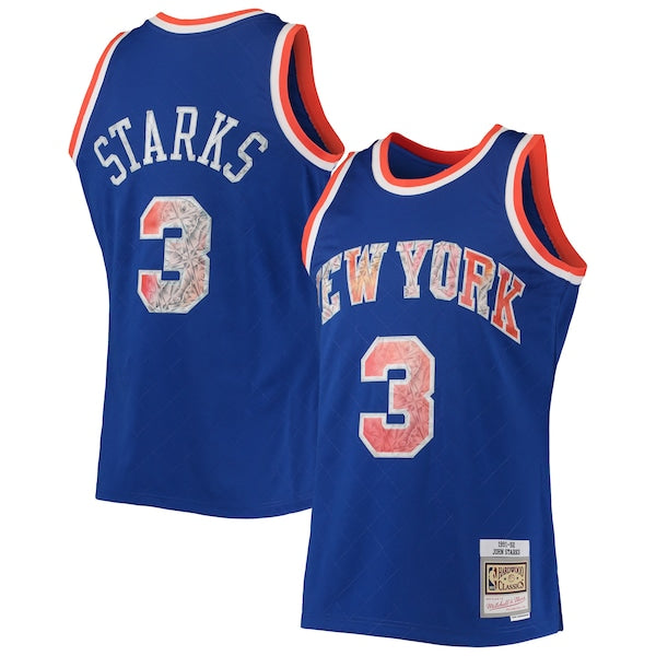 John Starks New York Knicks 1991/92 Hardwood Classics NBA 75th Anniversary Diamond Swingman Jersey - Blue