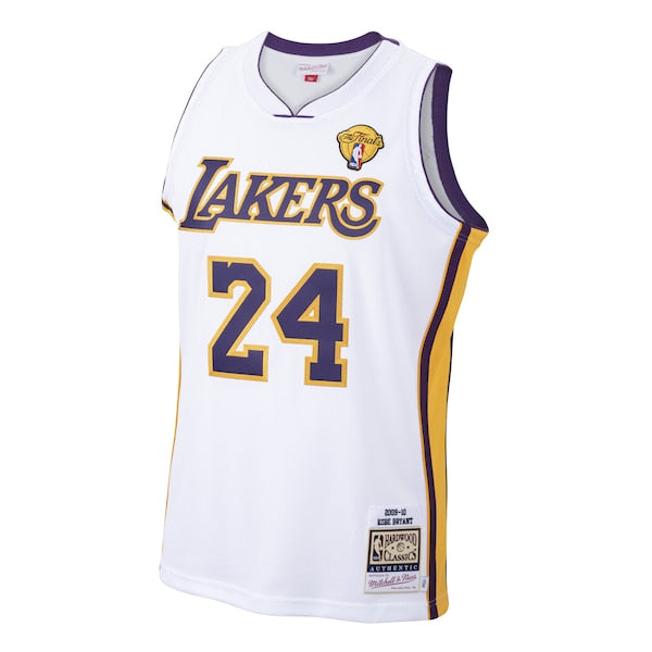 Men's Los Angeles Lakers Kobe Bryant White 2009-10 Hardwood Classics Authentic Jersey