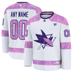 San Jose Sharks  2024 Hockey Fights Cancer Custom Practice Jersey - White