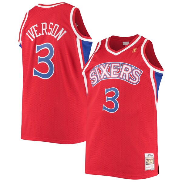 Allen Iverson Philadelphia 76ers 1996/97 Big & Tall Hardwood Classics Swingman Jersey - Red/Black/Royal/White