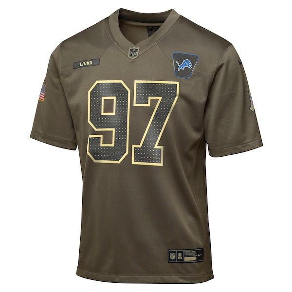 Aidan Hutchinson Detroit Lions Nike Youth 2025 Salute to Service Game Jersey - Olive