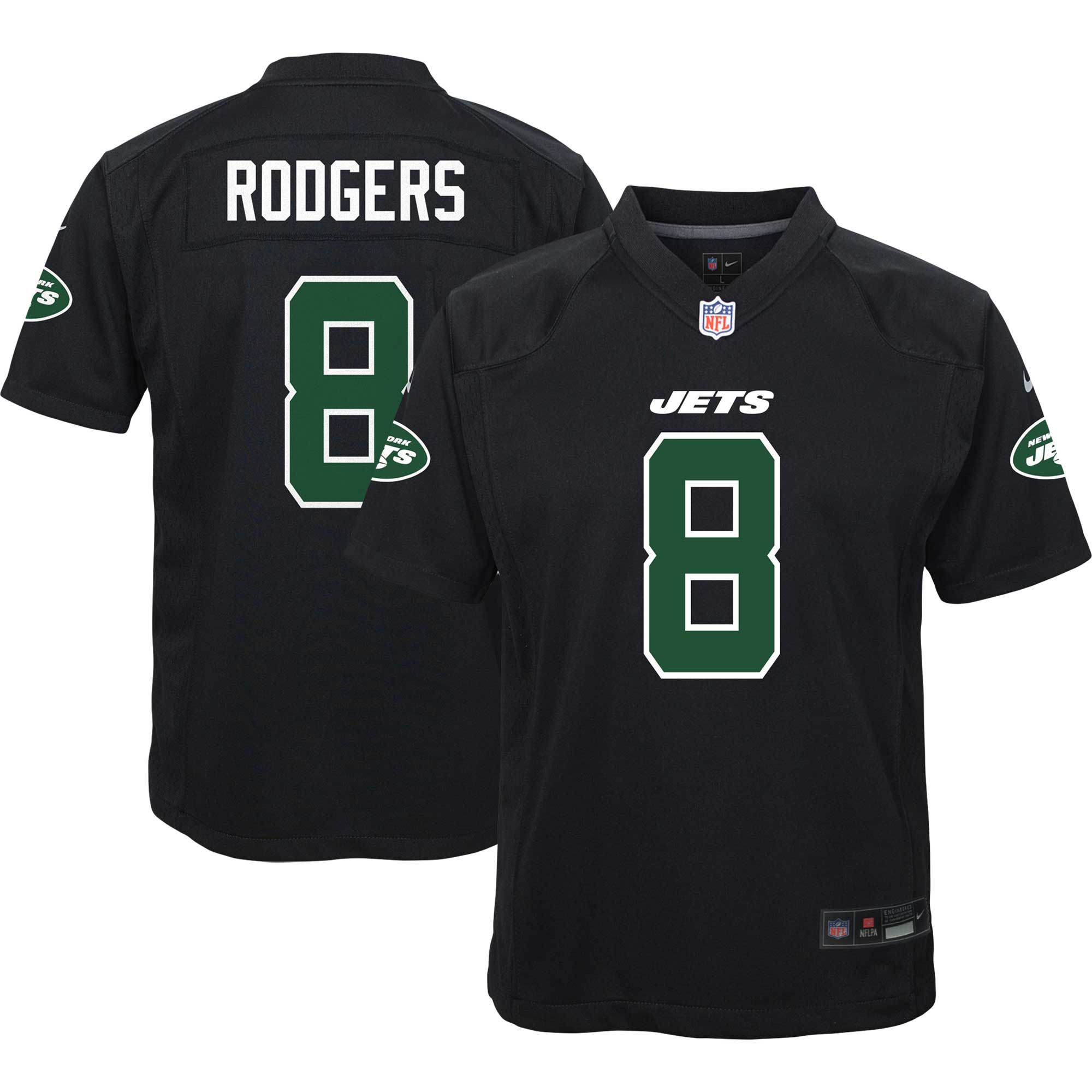Aaron Rodgers New York Jets Nike Youth Game Jersey - White/Black/Green