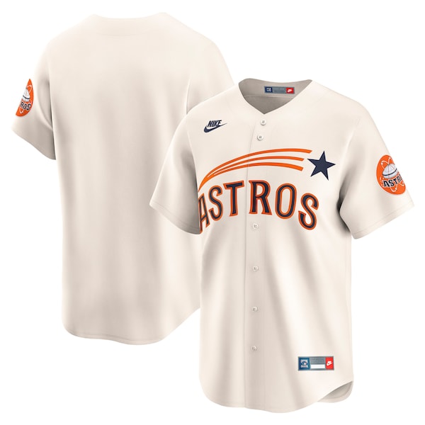 Houston Astros Nike Throwback Cooperstown Collection Limited Jersey - Cream