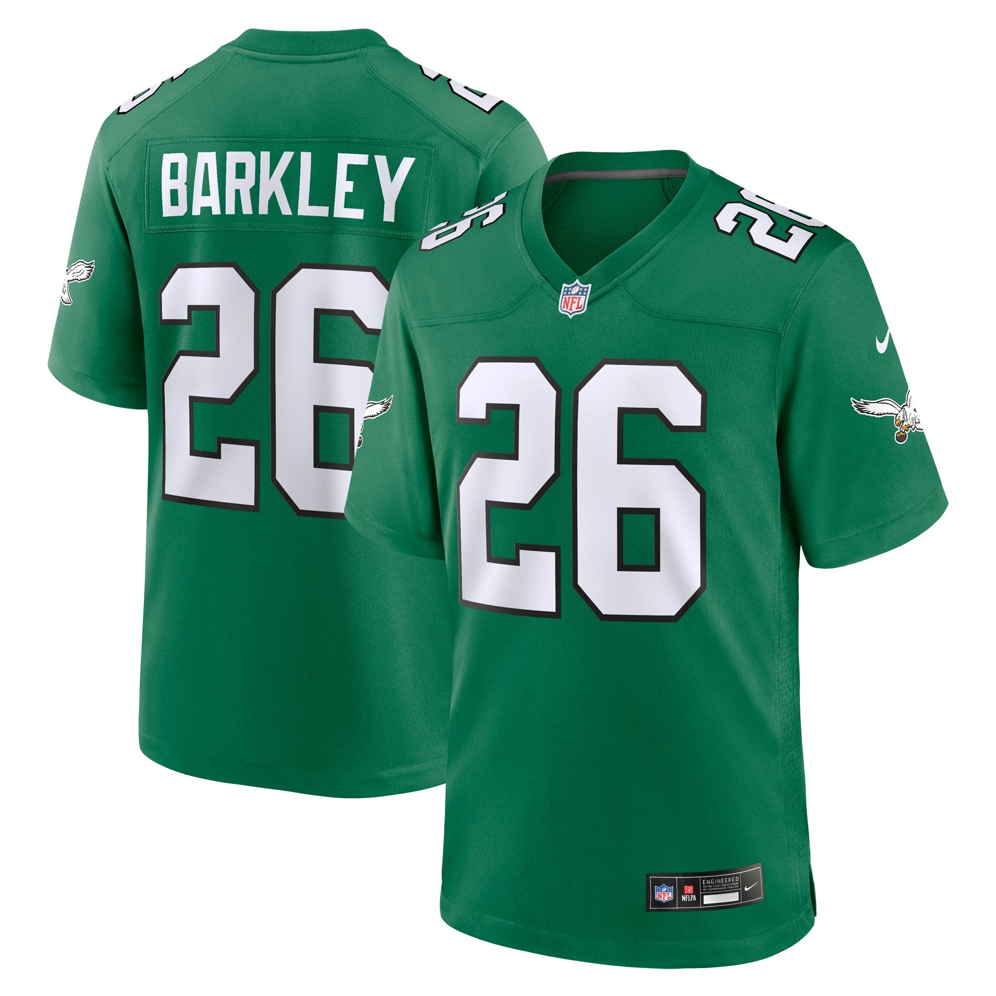 Saquon Barkley Philadelphia Eagles Nike White Game Jersey -  White/Black/Green/Kelly Green