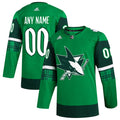 San Jose Sharks adidas St. Patrick's Day Authentic Custom Jersey - Kelly Green