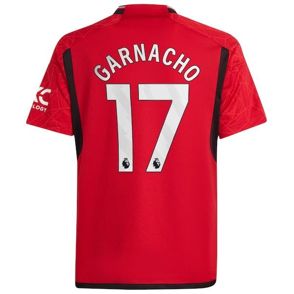 Alejandro Garnacho Manchester United adidas Youth 2023/24 Home Replica Player Jersey – Red