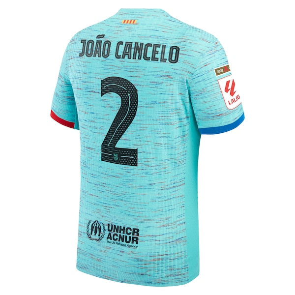 Joao Cancelo Barcelona Nike 2023/24 Third Authentic Jersey - Aqua/Royal/White
