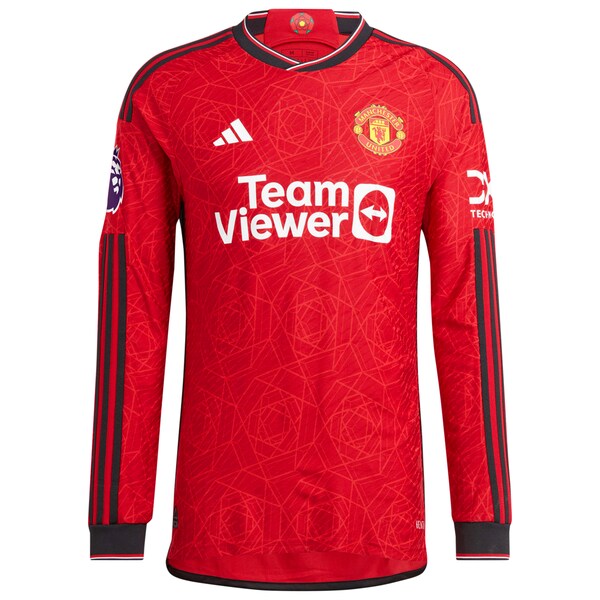 Christian Eriksen Manchester United adidas 2023/24 Home Authentic Long Sleeve Player Jersey - Red/Green