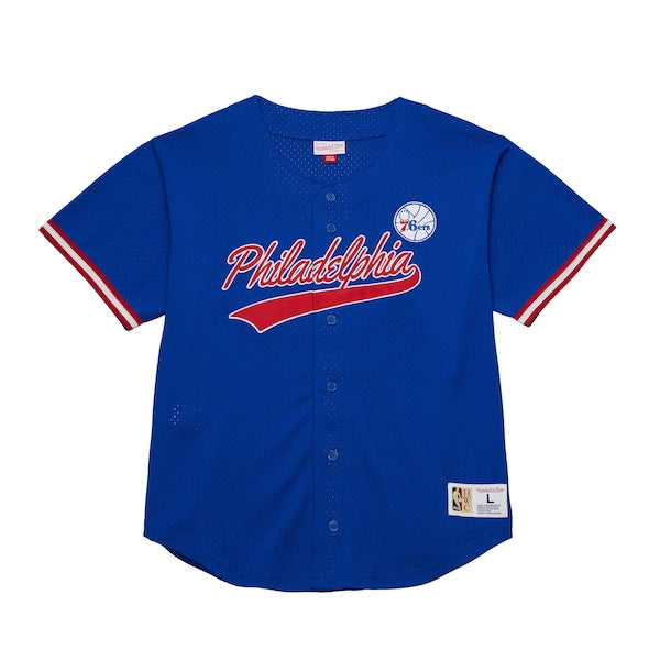 Philadelphia 76ers Hardwood Classics On The Clock Mesh Fashion Baseball Jersey - Royal