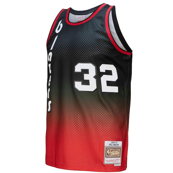 Bill Walton Portland Trail Blazers 1976/77 Hardwood Classics Fadeaway Swingman Player Jersey - Red/Black