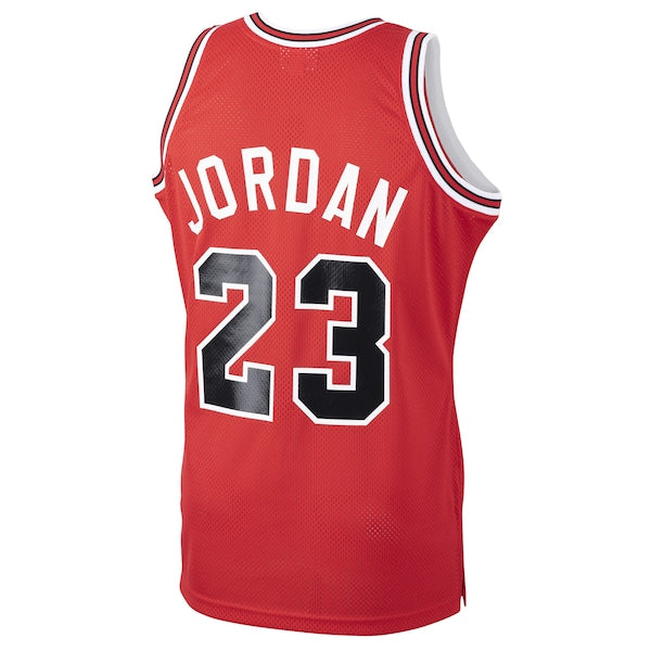 Men's Chicago Bulls Michael Jordan Red 1984/85 Hardwood Classics Rookie Authentic Jersey - Red/White