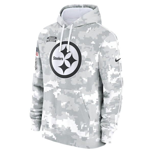 Pittsburgh Steelers Nike 2024 Salute to Service Club Fleece Pullover Hoodie - Arctic Camo