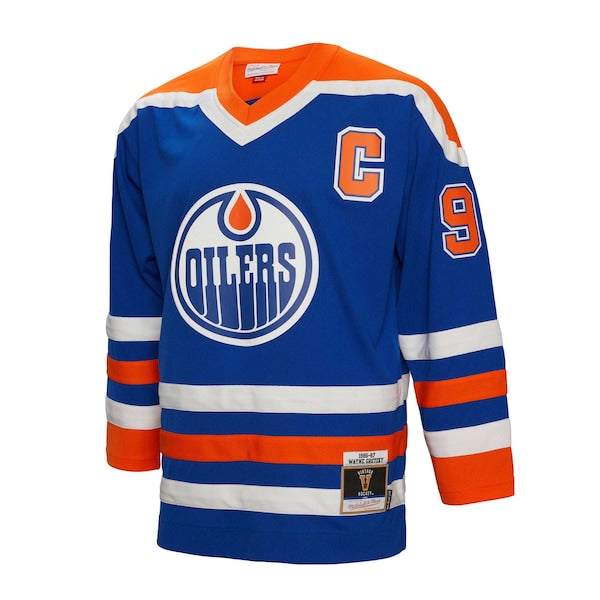 Wayne Gretzky Edmonton Oilers Big & Tall 1986 Captain Patch Blue Line Player Jersey - Royal